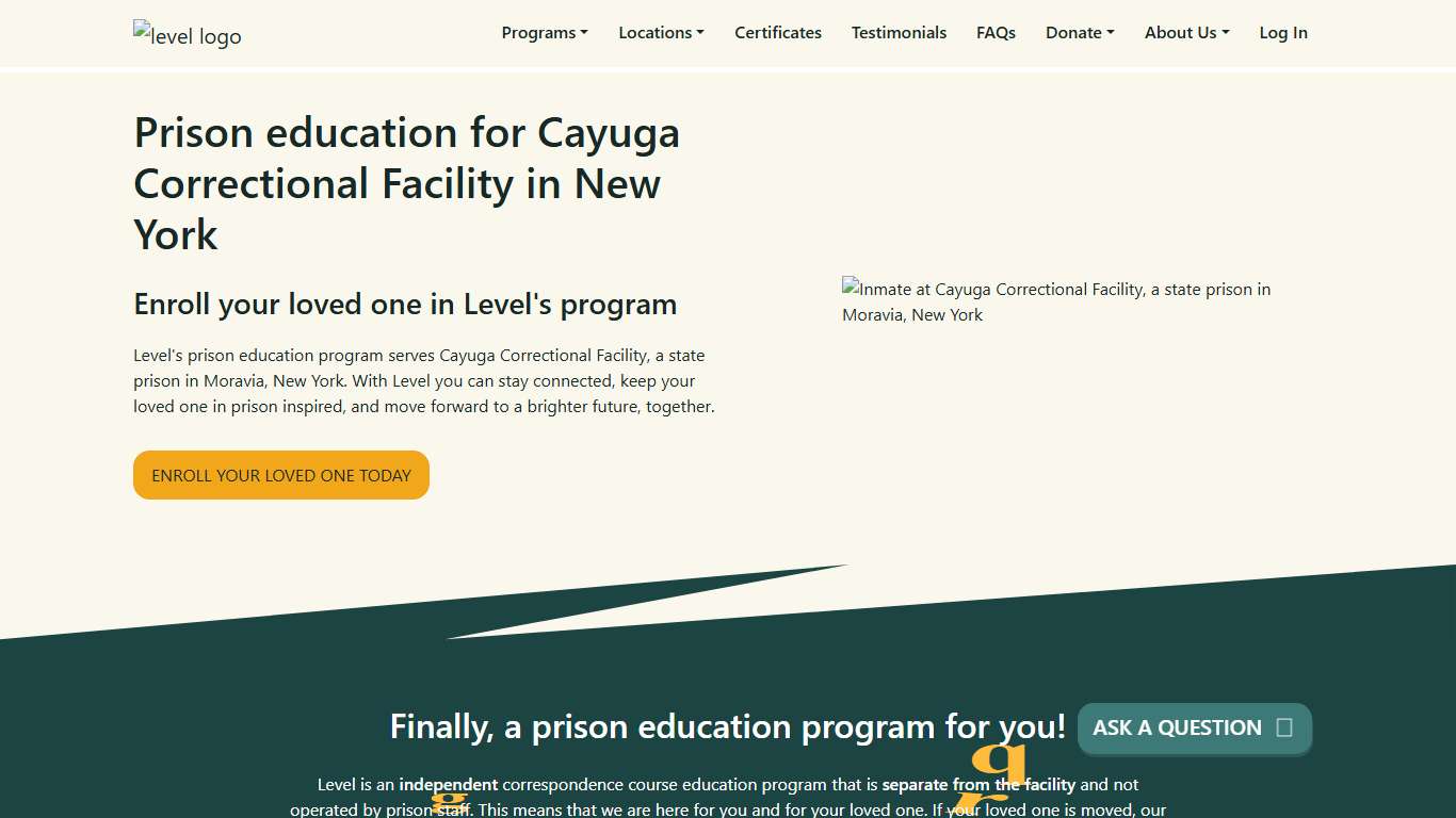 Prison Education For Cayuga Correctional Facility - Level